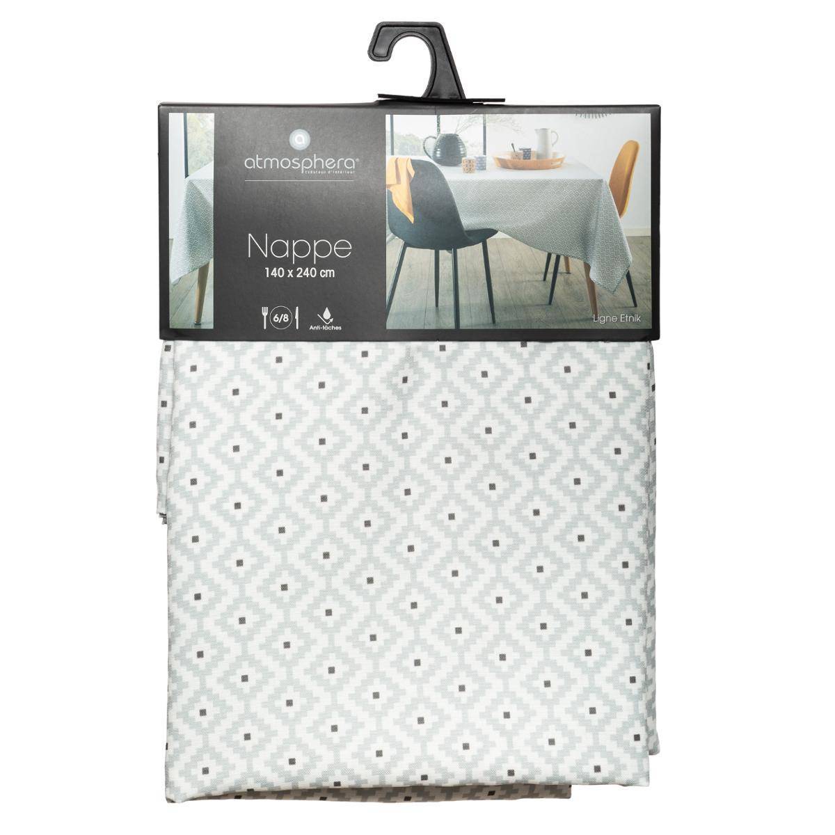 Atmosphera - Nappe anti-tache "Etnik" gris 140x240cm - Atmosphera Créateur d'intérieur - Imagen 3