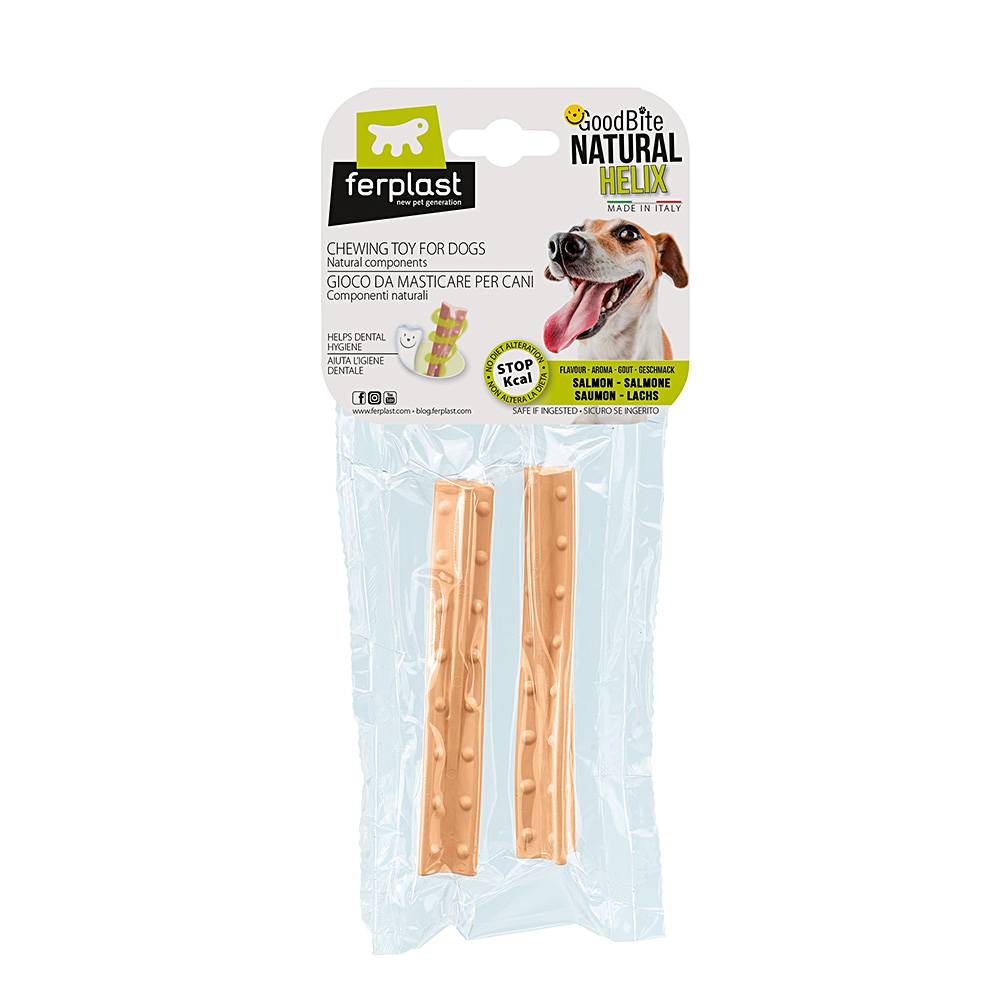 Ferplast - Ferplast GOODBITE NATURAL HELIX M jouet os à hélice pour l'hygiène dentaire, saveur de saumon, chien moyen-grande (7-25 Kg), naturel, 2 pièces de 23g - Imagen 1