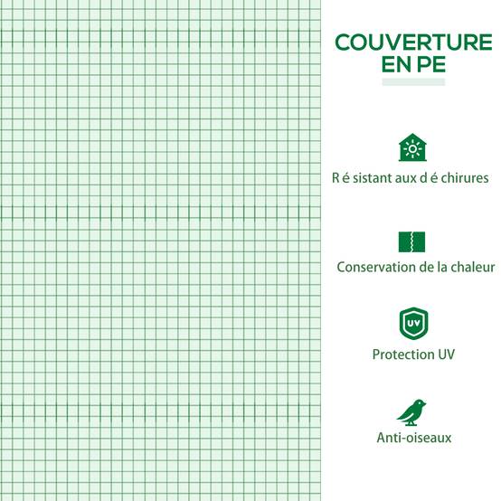 Serre de jardin mini serre 2 fenêtres enroulables couverture en PE haute densité 140 g/m² 120 x 60 x 60 cm vert foncé - Image 7
