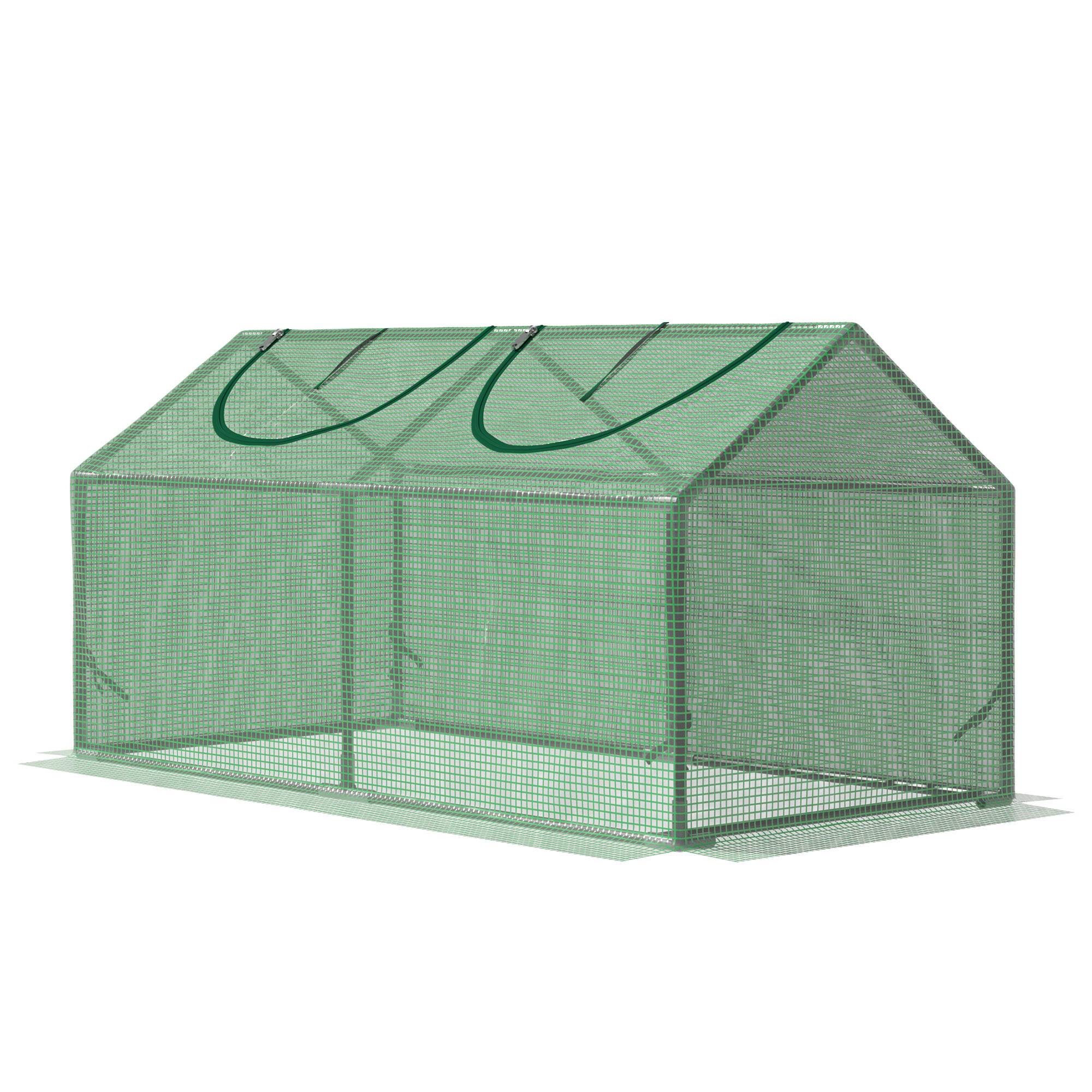 Serre de jardin mini serre 2 fenêtres enroulables couverture en PE haute densité 140 g/m² 120 x 60 x 60 cm vert foncé - Image 2