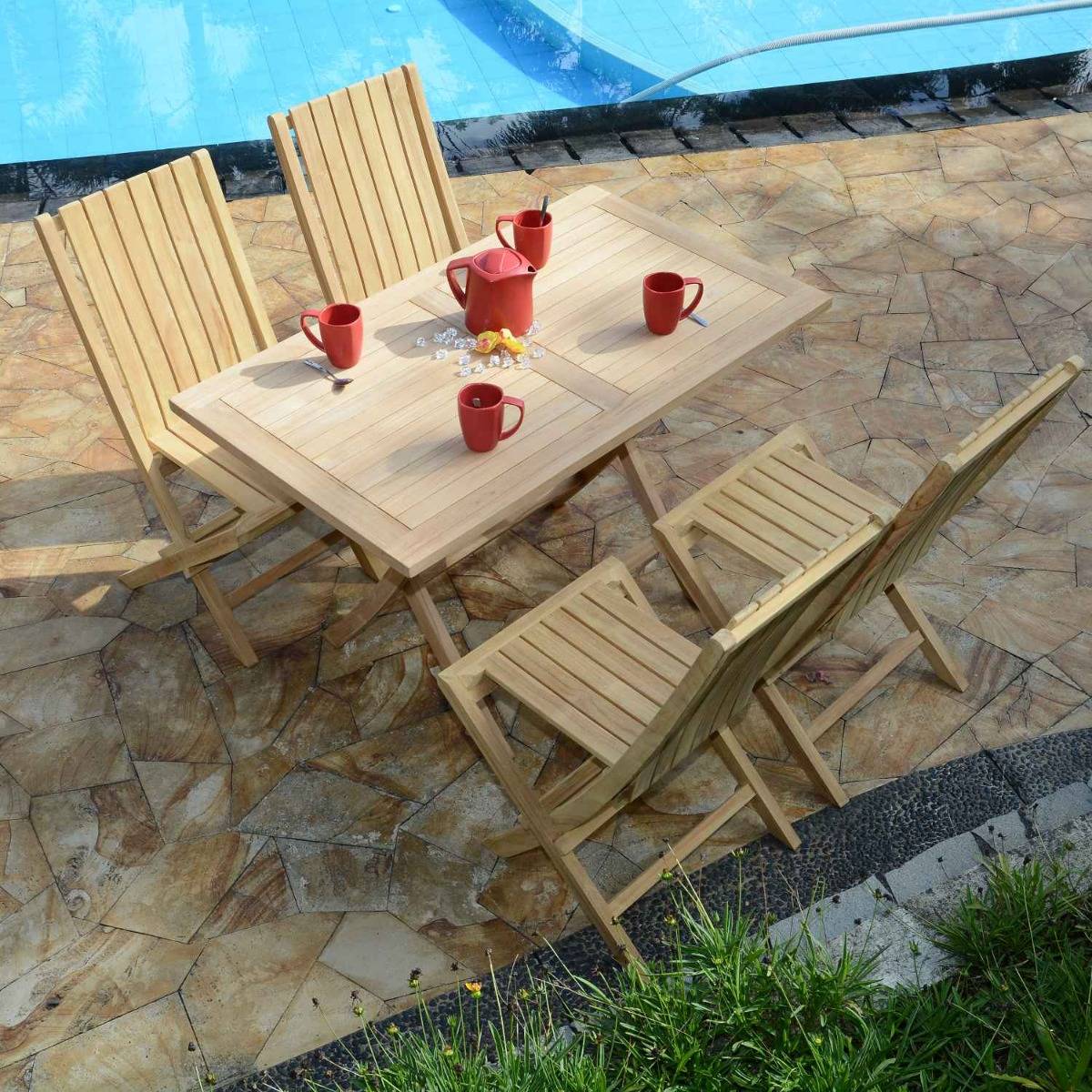 Teck'Attitude - Table pliante rectangulaire en teck massif Kensaï 120 x 70 cm - TECK'Attitude - Imagen 7