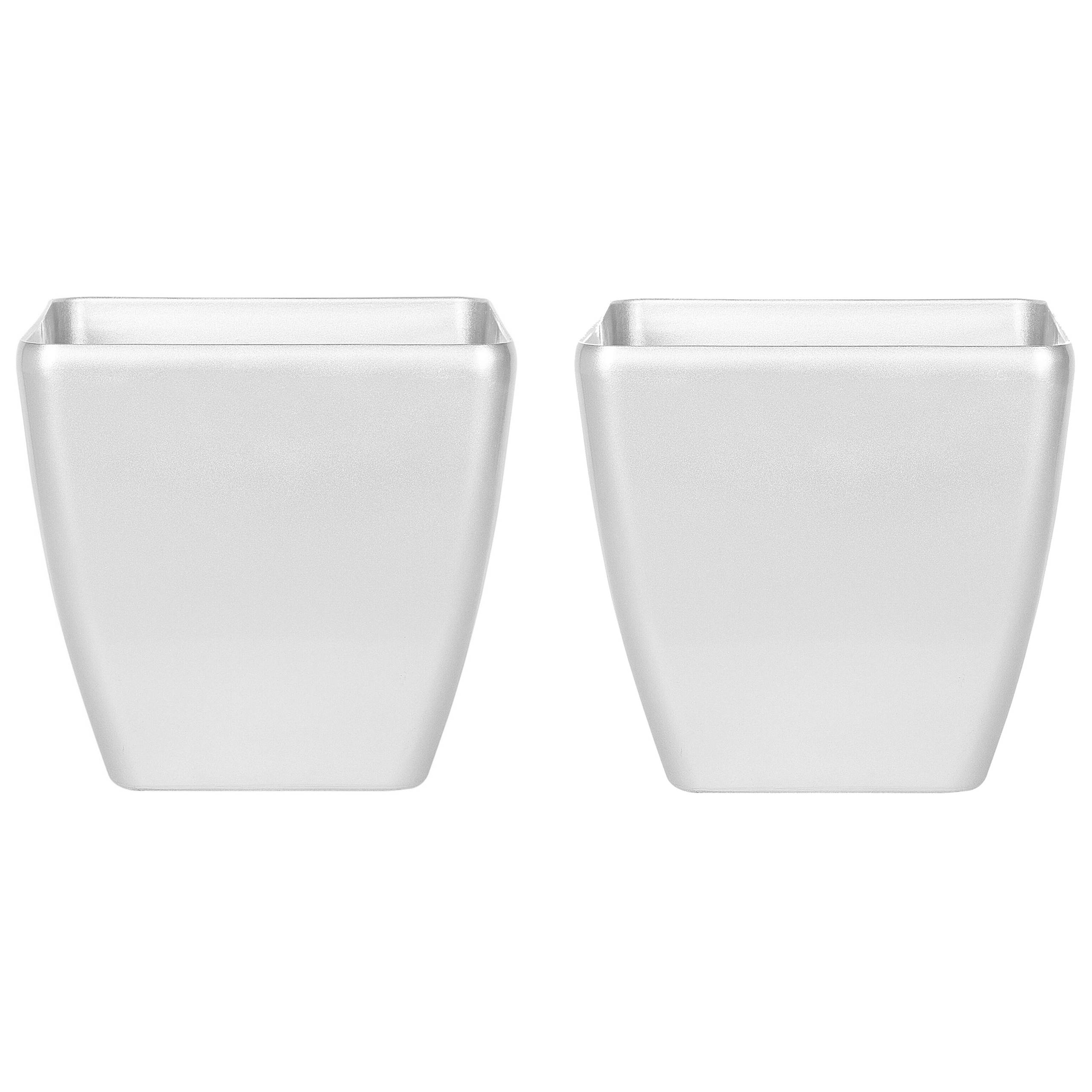 Beliani - Cache-Pots Argentés en Fibre d'Argile et de Verre 35 x 35 x 34 cm au Design Moderne avec une Touche Glamour pour Intérieur ou Extérieur - Imagen 1
