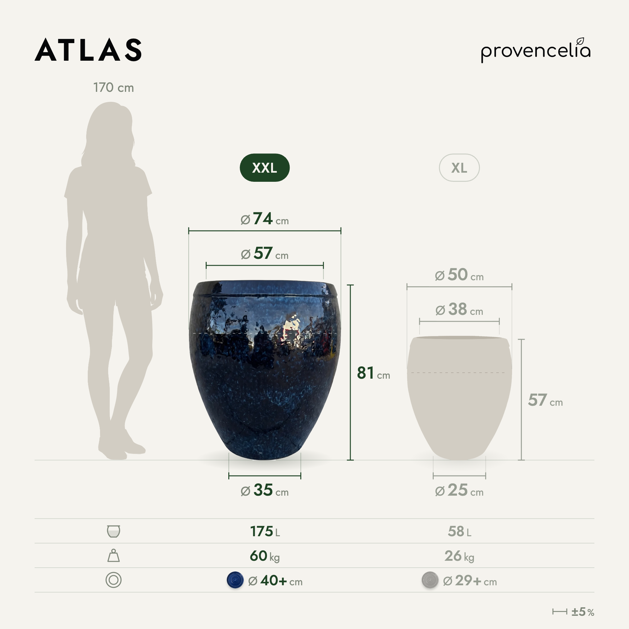 Provencelia - Pot ATLAS 75x78cm bleu nuit - Image 2