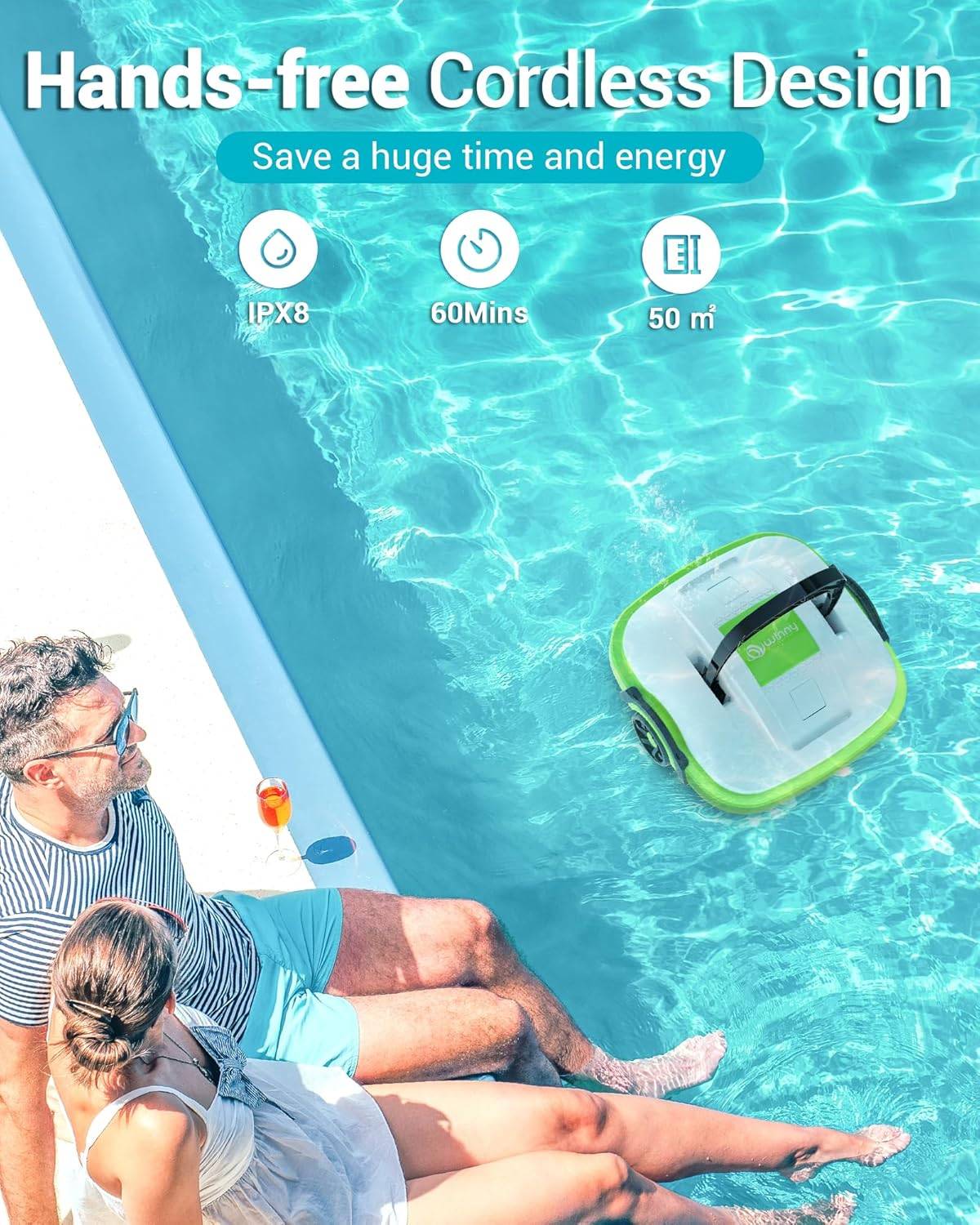 Robot Piscine Sans Fil Osprey 200, Nettoyage Automatique 50 min, Filtration 180 microns, Batterie Rechargeable, Compatible Tous Revêtements - Image 6