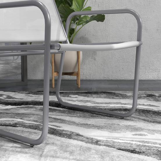 ComfortXL - Salon de jardin 3 pièces métal gris clair 2 places toile respirante table Ø60 cm - ComfortXL Outdoor Living - Image 10