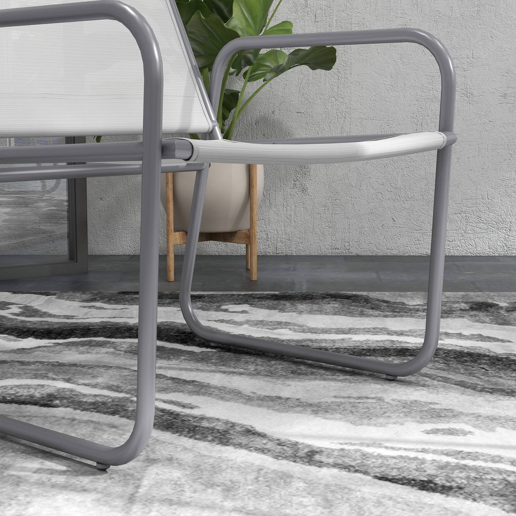 ComfortXL - Salon de jardin 3 pièces métal gris clair 2 places toile respirante table Ø60 cm - ComfortXL Outdoor Living - Image 10