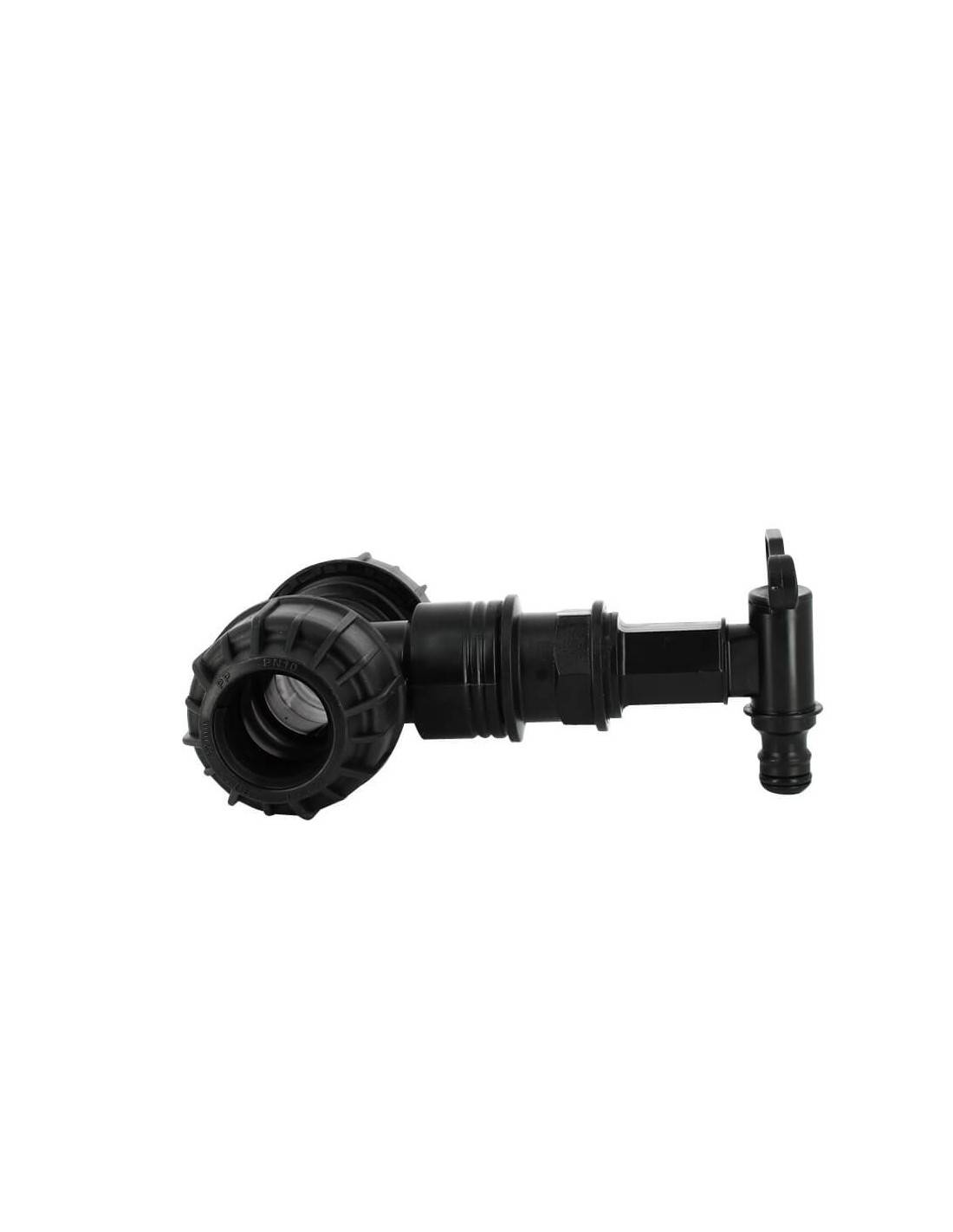 Kit couplage cuve - Raccord Té Ø32 mm + Robinet PP central - Imagen 2