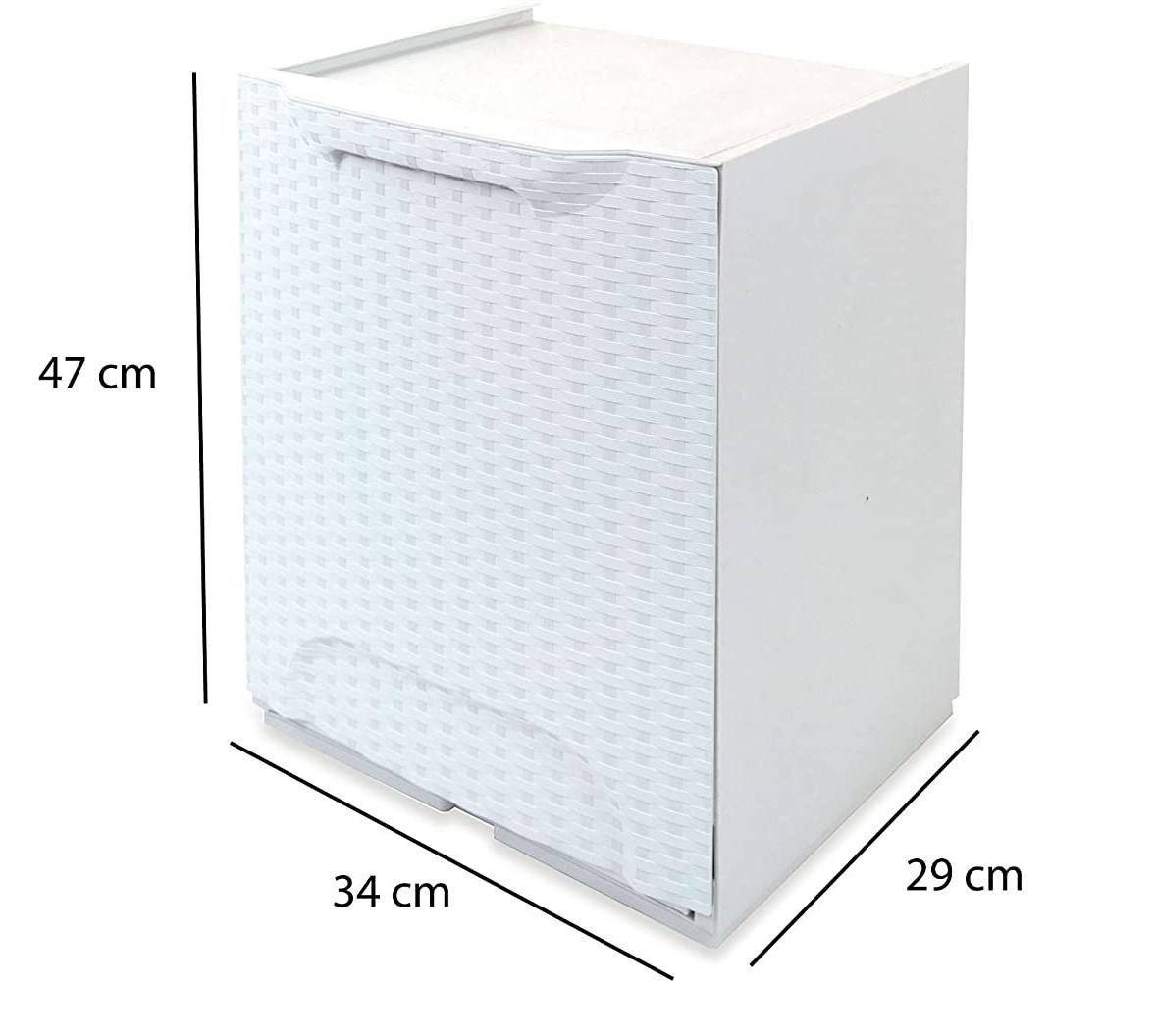 Dmora - Armoire d'extérieur Silly, Mobilier d'extérieur, Meuble de balcon polyvalent effet rotin, 100% Made in Italy, 34x29h47 cm, Blanc - Dmora - Imagen 3