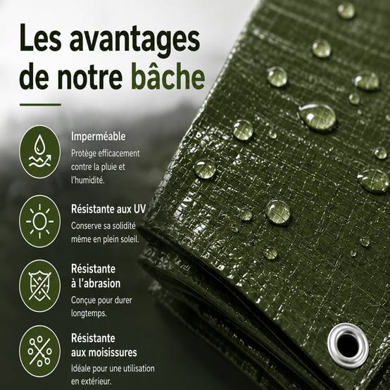 Vito - Bâche de protection 5 x 8 m Verte Etanche Protection Anti UV VITO - Imagen 3