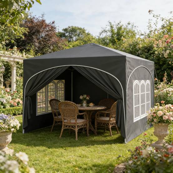 ComfortXL - Tonnelle pliante acier tissu Oxford jardin terrasse anti-UV imperméable 3x3m gris - ComfortXL Outdoor Living - Image 1