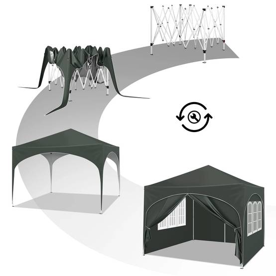 ComfortXL - Tonnelle pliante acier tissu Oxford jardin terrasse anti-UV imperméable 3x3m gris - ComfortXL Outdoor Living - Image 2
