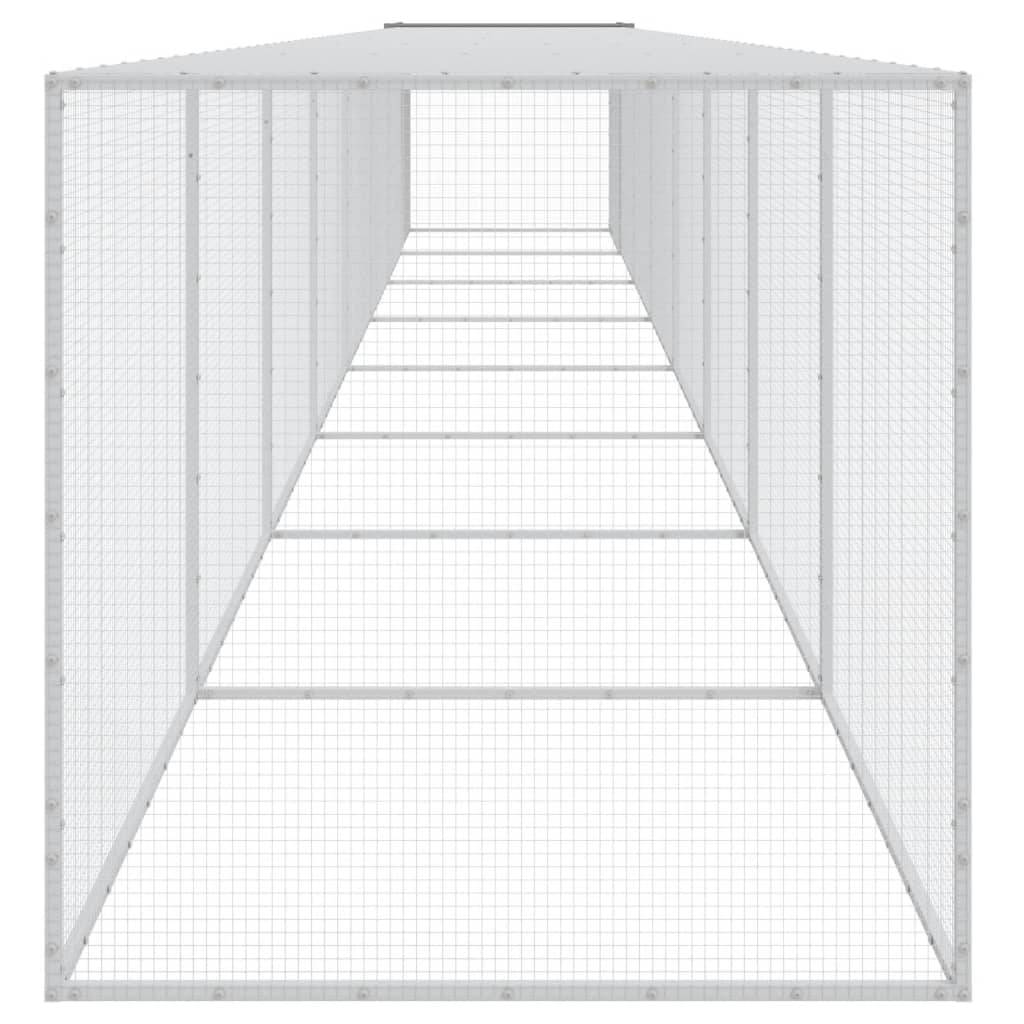 Très Grand Poulailler 803 cm acier galvanisé parc grillagé et toit Gris – ComfortXL Outdoor Living - Image 4