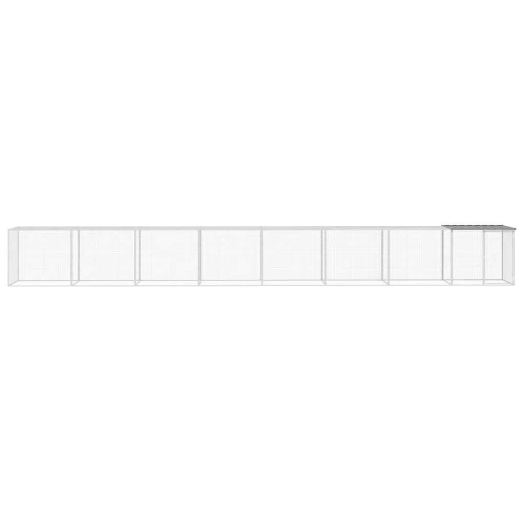 Très Grand Poulailler 803 cm acier galvanisé parc grillagé et toit Gris – ComfortXL Outdoor Living - Image 3