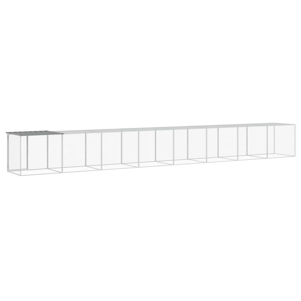 Très Grand Poulailler 803 cm acier galvanisé parc grillagé et toit Gris – ComfortXL Outdoor Living - Image 5