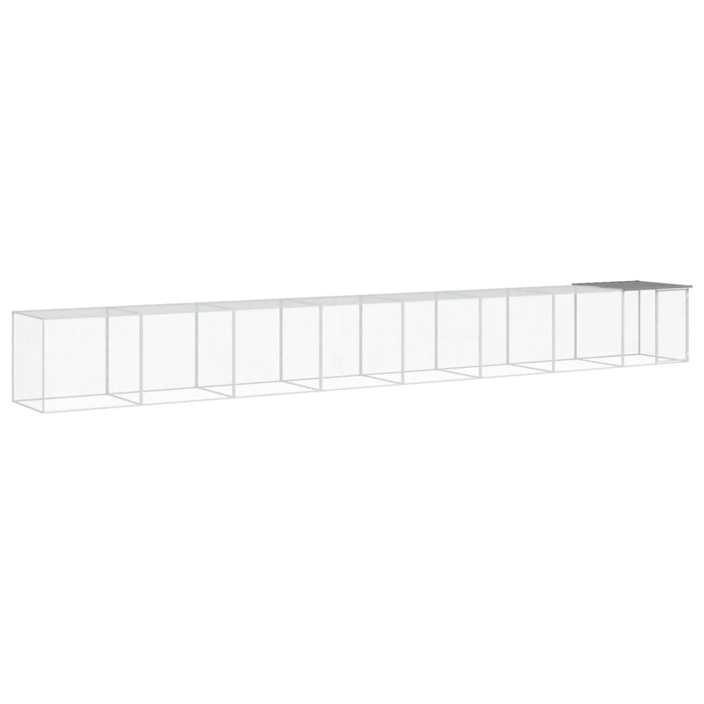Très Grand Poulailler 803 cm acier galvanisé parc grillagé et toit Gris – ComfortXL Outdoor Living - Image 2