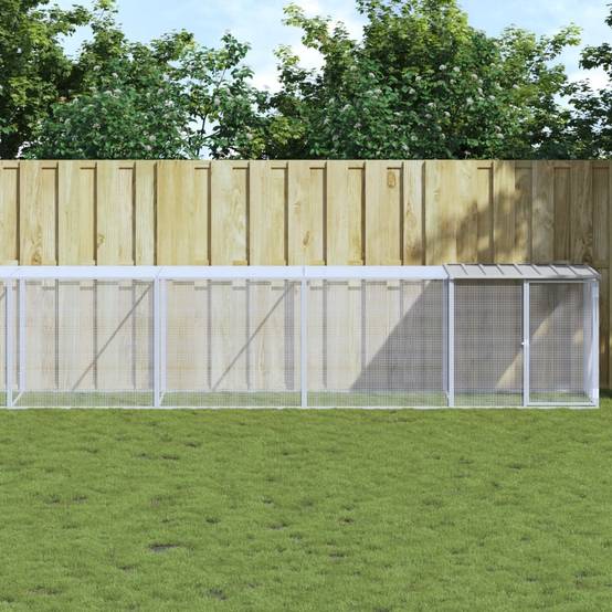 Très Grand Poulailler 803 cm acier galvanisé parc grillagé et toit Gris – ComfortXL Outdoor Living - Image 1