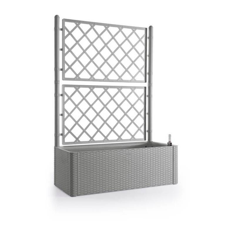 Stefanplast - Bac A Fleur Deluxe -  Rectangulaire Avec Treillis Stone Gris -  100x43xh142cm