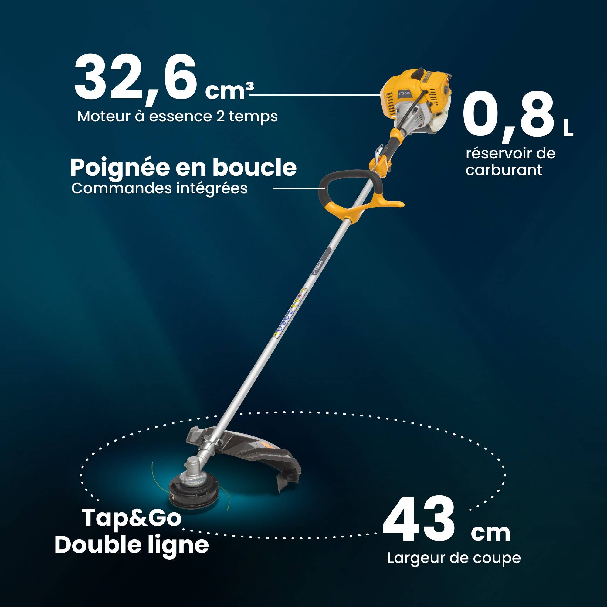 Stiga - Débroussailleuse BC 535, 32,6 cm³, largeur 43 cm, tête Tap & Go et lame 3 dents - STIGA - Image 6