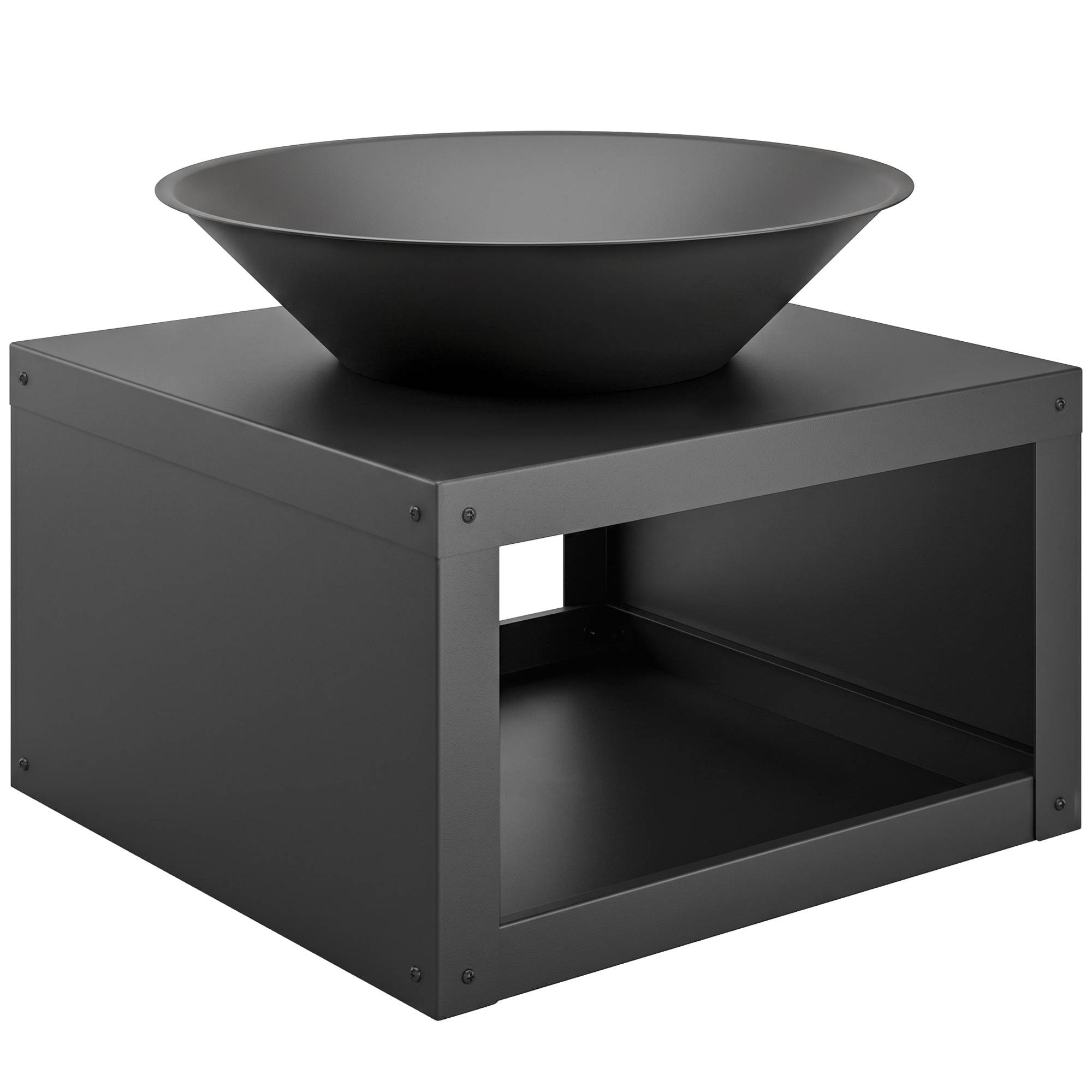 ComfortXL - Brasero extérieur métal noir Ø59 cm jardin terrasse avec range-bûches et tisonnier pour bois ou charbon - Image 10