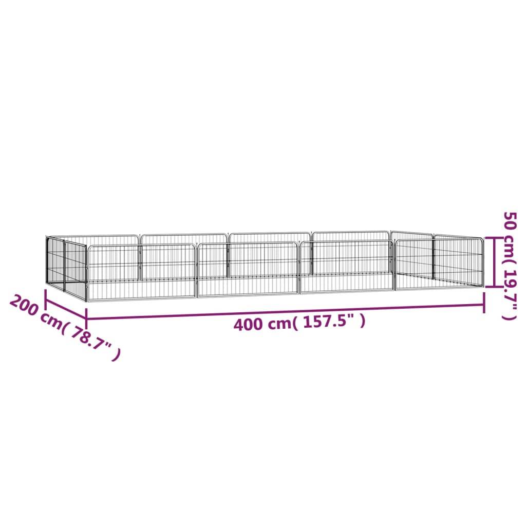 Vidaxl - Parc pour chien 12panneaux Noir 100x50cm Acier enduit de poudre vidaXL 3115968 - Imagen 3