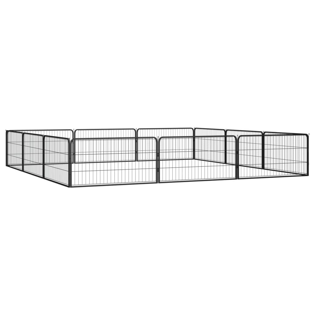 Vidaxl - Parc pour chien 12panneaux Noir 100x50cm Acier enduit de poudre vidaXL 3115968 - Imagen 7