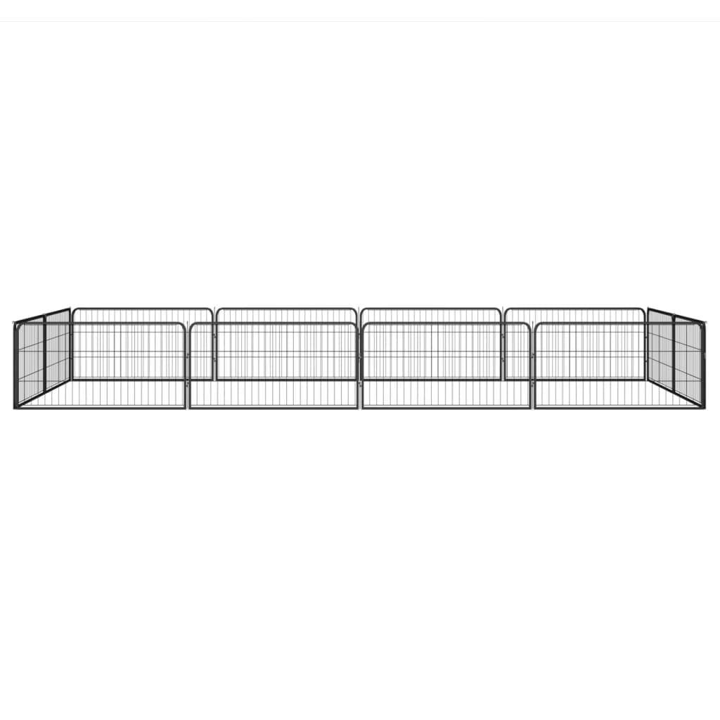 Vidaxl - Parc pour chien 12panneaux Noir 100x50cm Acier enduit de poudre vidaXL 3115968 - Imagen 2