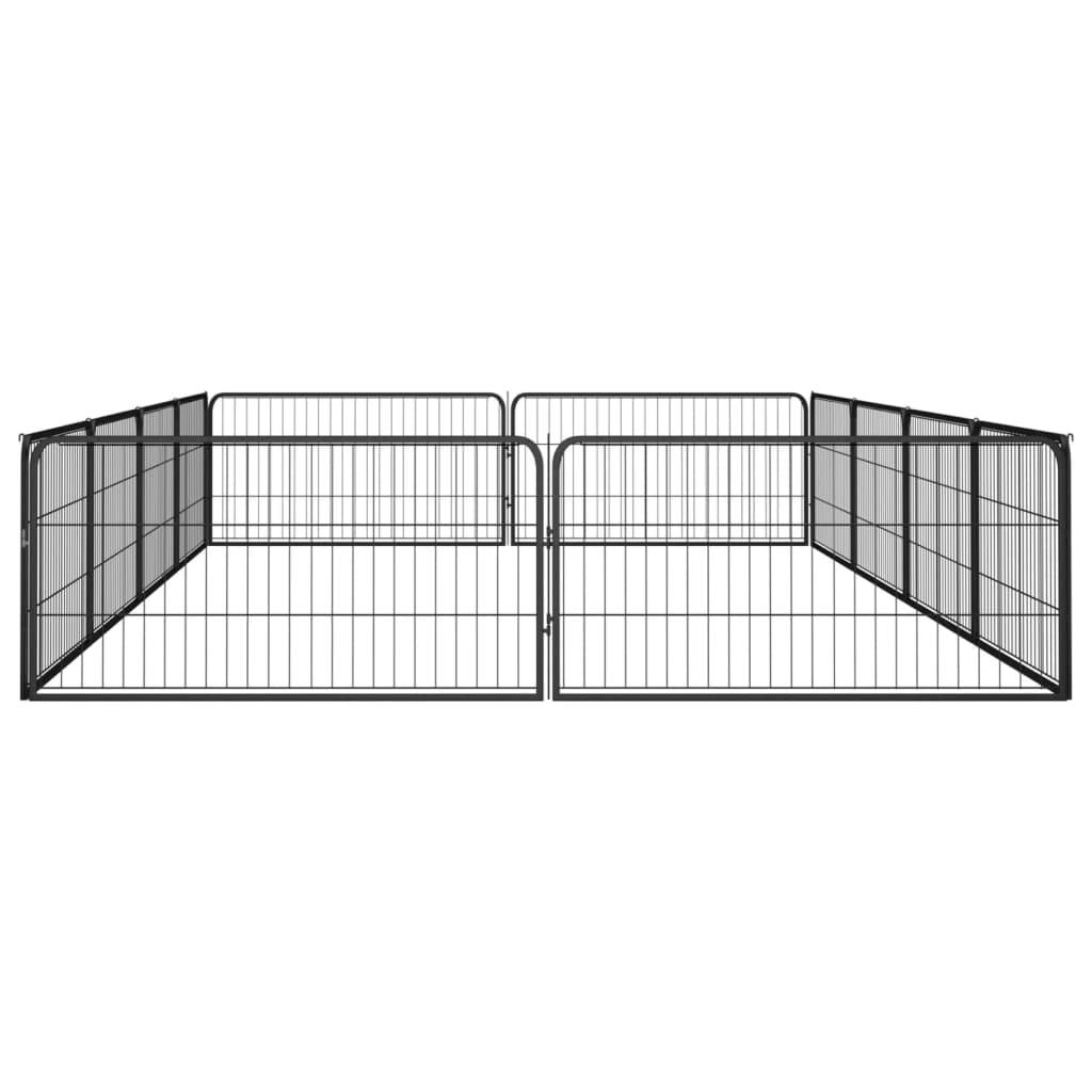 Vidaxl - Parc pour chien 12panneaux Noir 100x50cm Acier enduit de poudre vidaXL 3115968 - Imagen 5