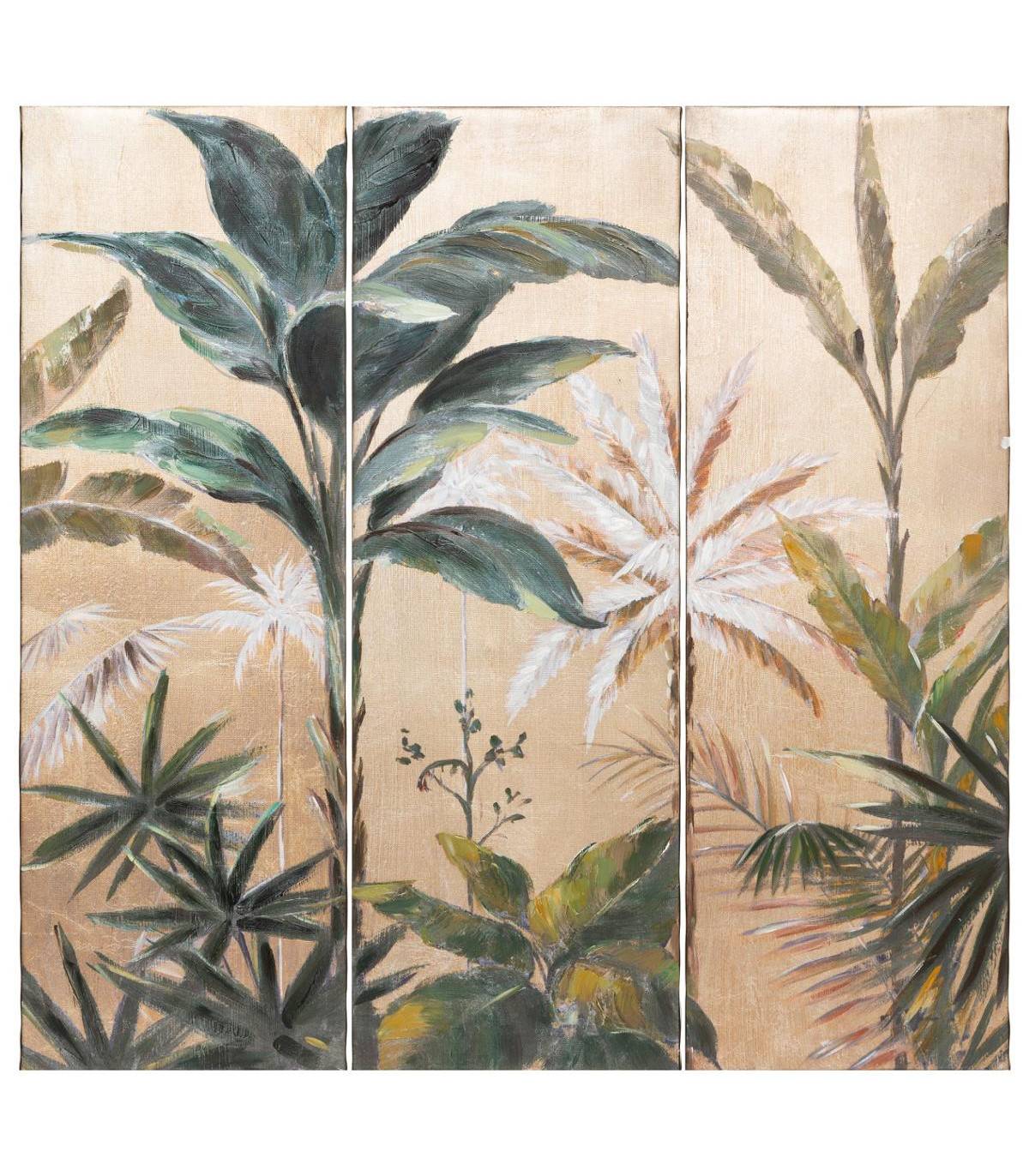 Tableau Triptyque 3 Toiles murales peintes Jungle 90 x 90 cm - Imagen 1