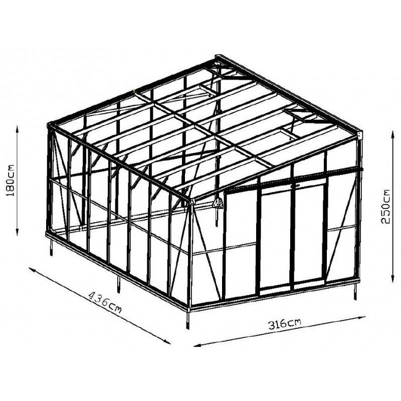 Serre adossée 13,71m² aluminium anthracite verre trempé 4mm Green Protect Luxe avec embase - Image 4