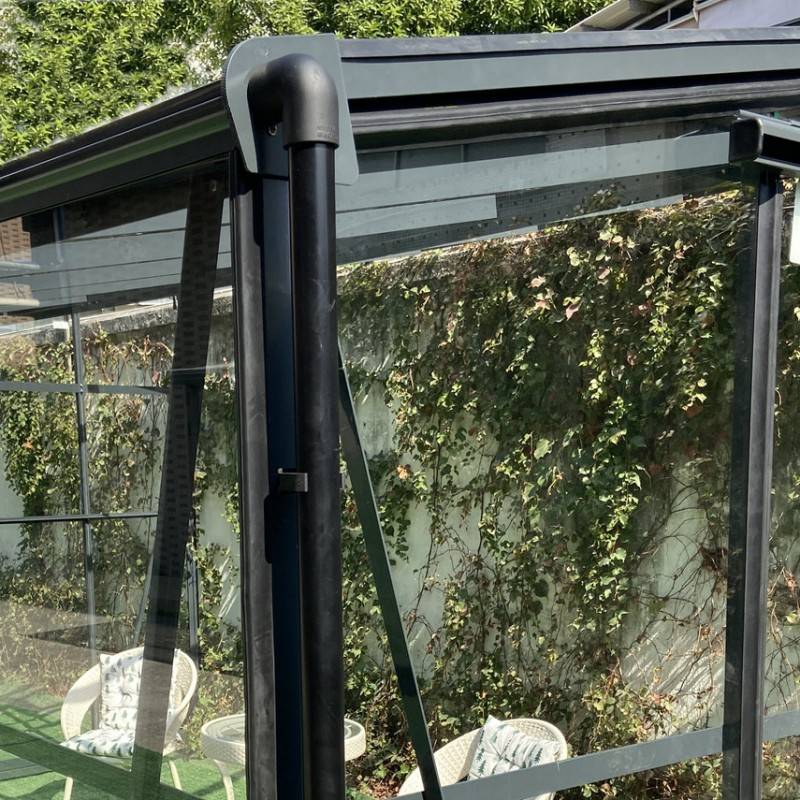 Serre adossée 13,71m² aluminium anthracite verre trempé 4mm Green Protect Luxe avec embase - Image 7