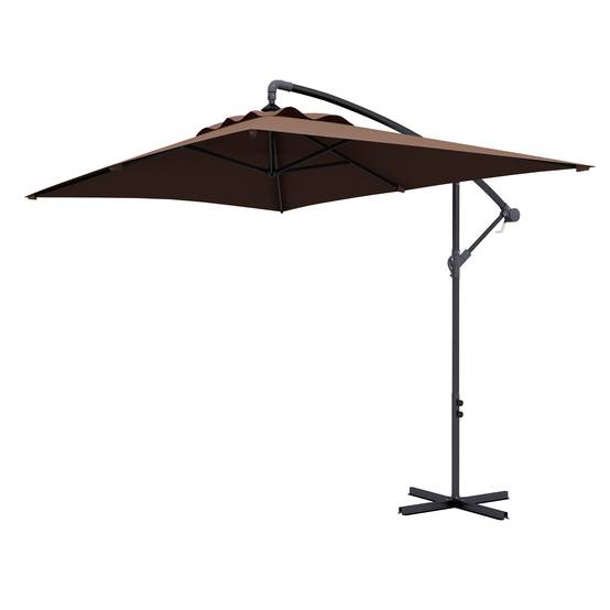 Parasol déporté parasol rectangulaire extérieur manivelle 6 baleine - 294x193x250cm Marron fr328 - Image 2