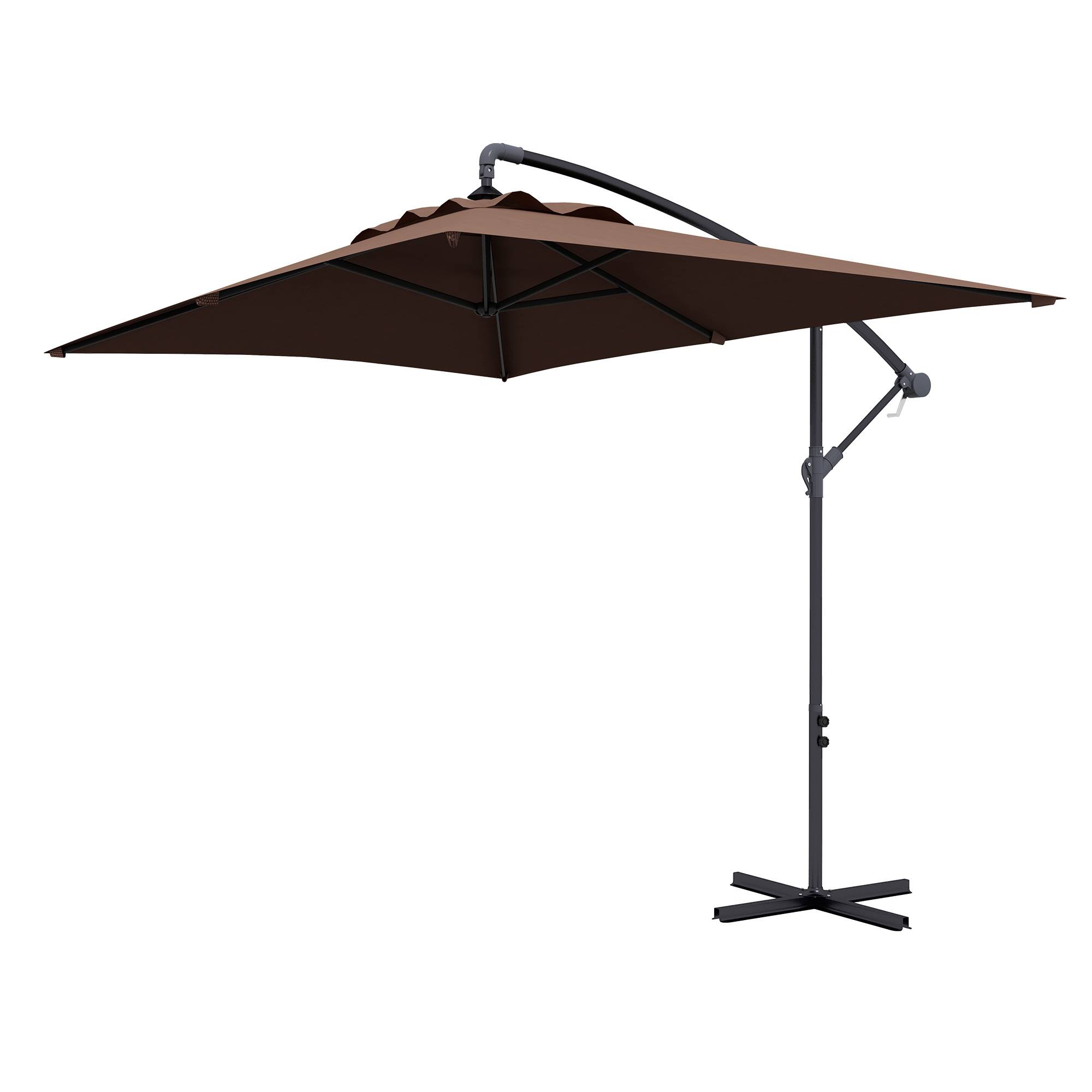 Parasol déporté parasol rectangulaire extérieur manivelle 6 baleine - 294x193x250cm Marron fr328 - Image 2