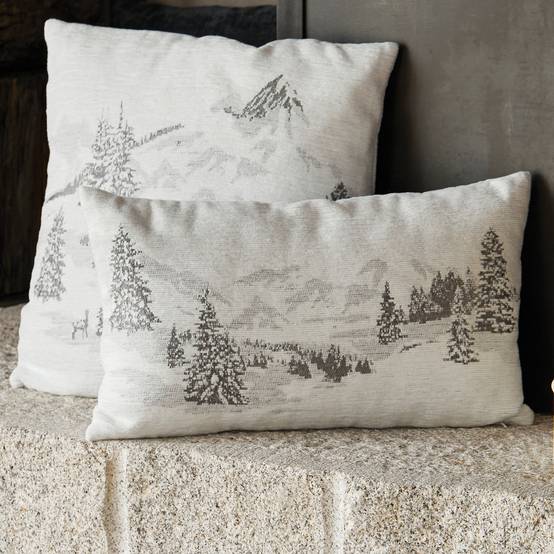 Home Maison - Housse de Coussin Sapins Enneigés - HOME MAISON - Polyester - Gris clair - Image 1