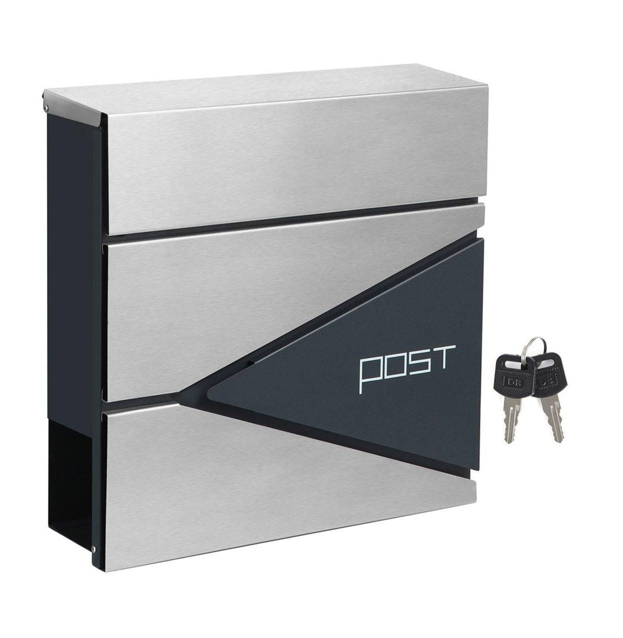 Helloshop26 - Boîte aux lettres murale avec porte-journaux clés facile à installer design moderne gris anthracite et argenté - Imagen 1