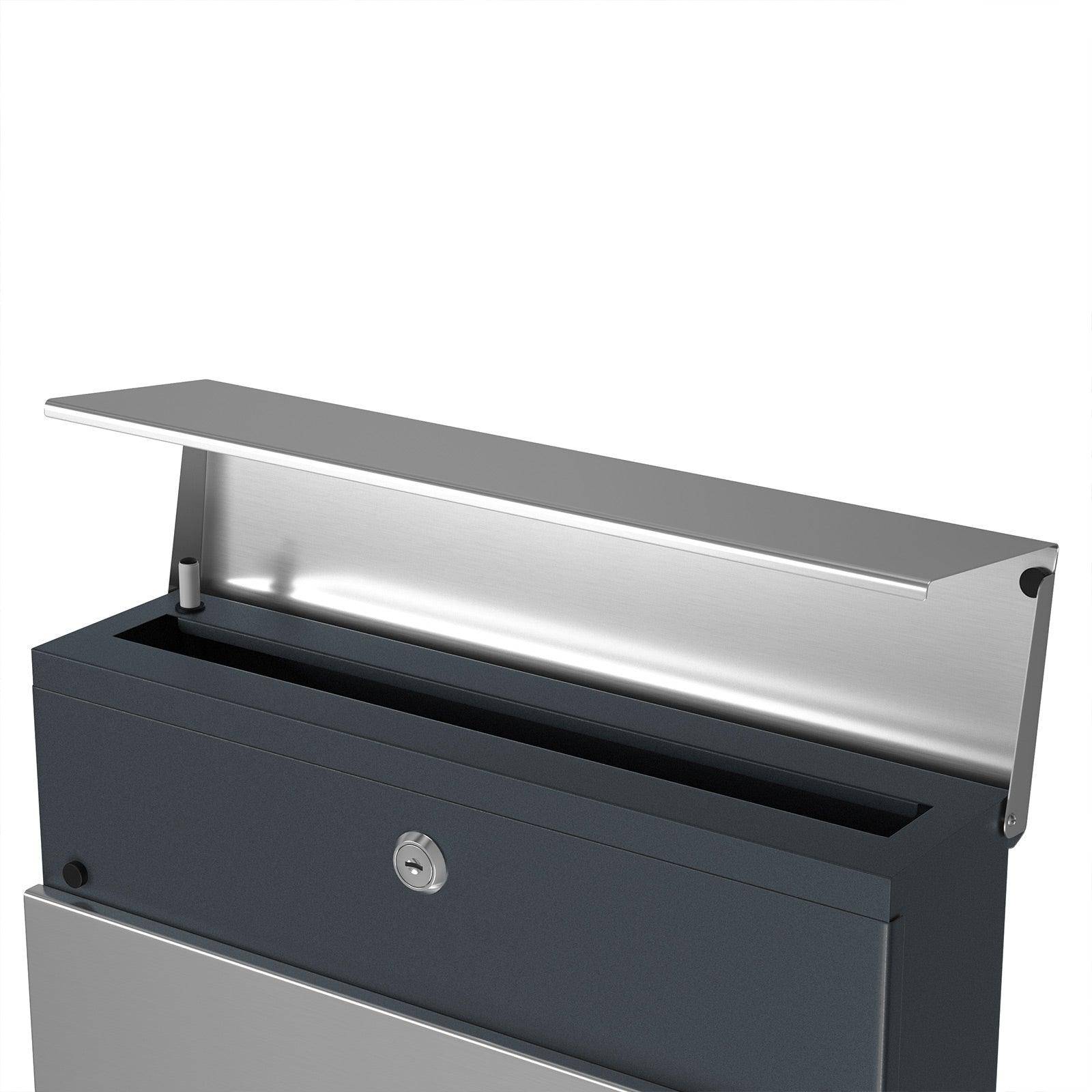 Helloshop26 - Boîte aux lettres murale avec porte-journaux clés facile à installer design moderne gris anthracite et argenté - Imagen 2