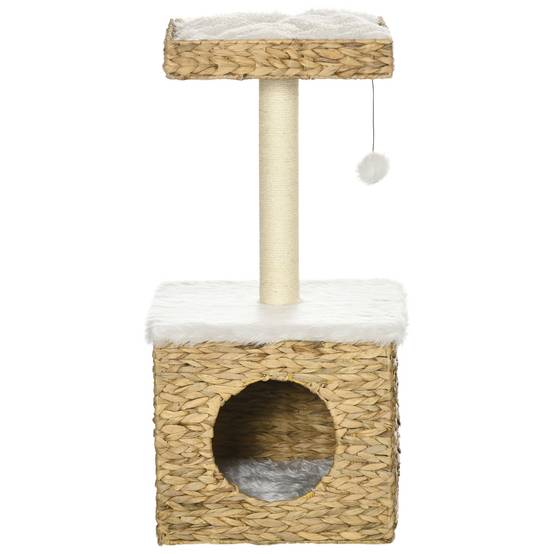 Arbre à chat design en jacinthe d'eau avec niche et coussins lavables 83 cm - ComfortXL Outdoor Living - Image 2