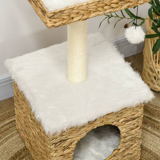 Arbre à chat design en jacinthe d'eau avec niche et coussins lavables 83 cm - ComfortXL Outdoor Living - Image 10