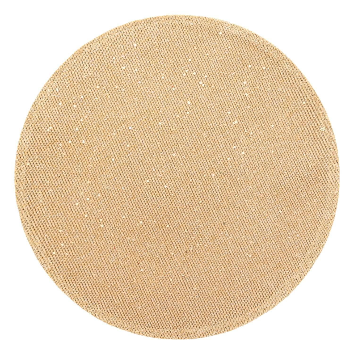Atmosphera - Lot de 6 sets de table de Noël rond en jute - Diam. 38 cm - Or - Atmosphera - Imagen 1