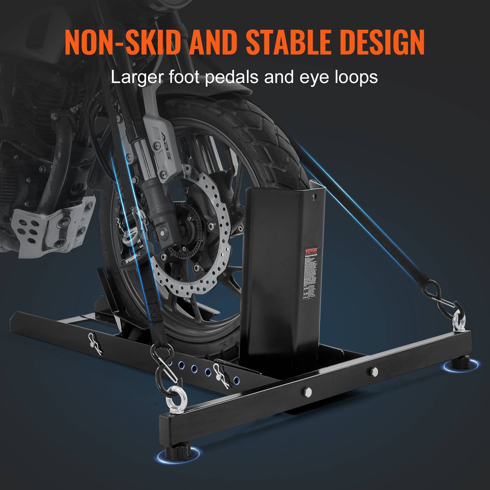 VEVOR Bloque roue moto 816,5 kg, acier. Support transport, diamètre 381-558 mm. - Image 4