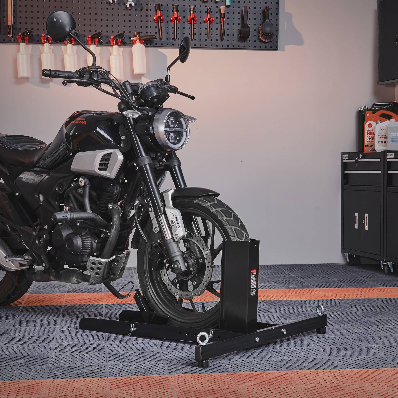 VEVOR Bloque roue moto 816,5 kg, acier. Support transport, diamètre 381-558 mm. - Image 8