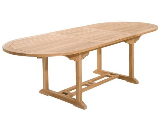 FUN - Table de jardin 8/10 personnes - ovale ext. 180/240 en bois Teck - Image 1