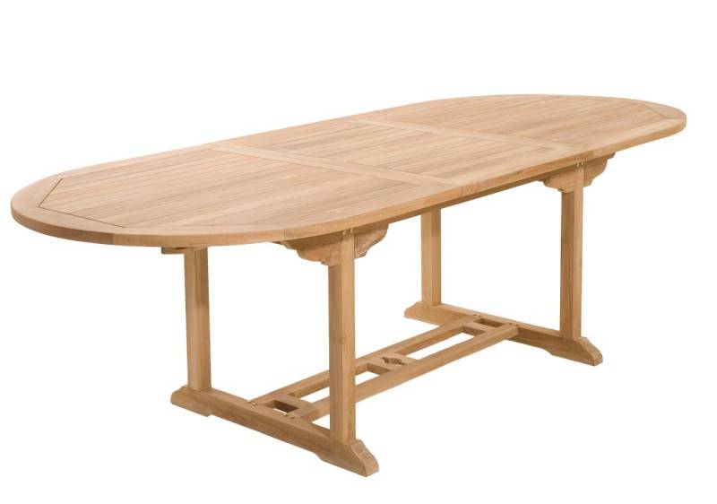 FUN - Table de jardin 8/10 personnes - ovale ext. 180/240 en bois Teck