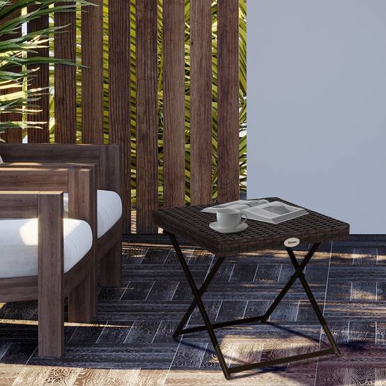 Table basse pliante Résine tressée Jardin Balcon Optimisation espace 40cm Marron - ComfortXL Outdoor Living - Image 3