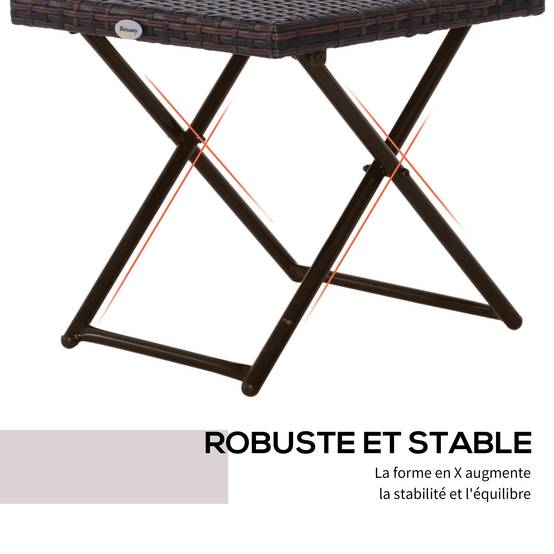 Table basse pliante Résine tressée Jardin Balcon Optimisation espace 40cm Marron - ComfortXL Outdoor Living - Image 8