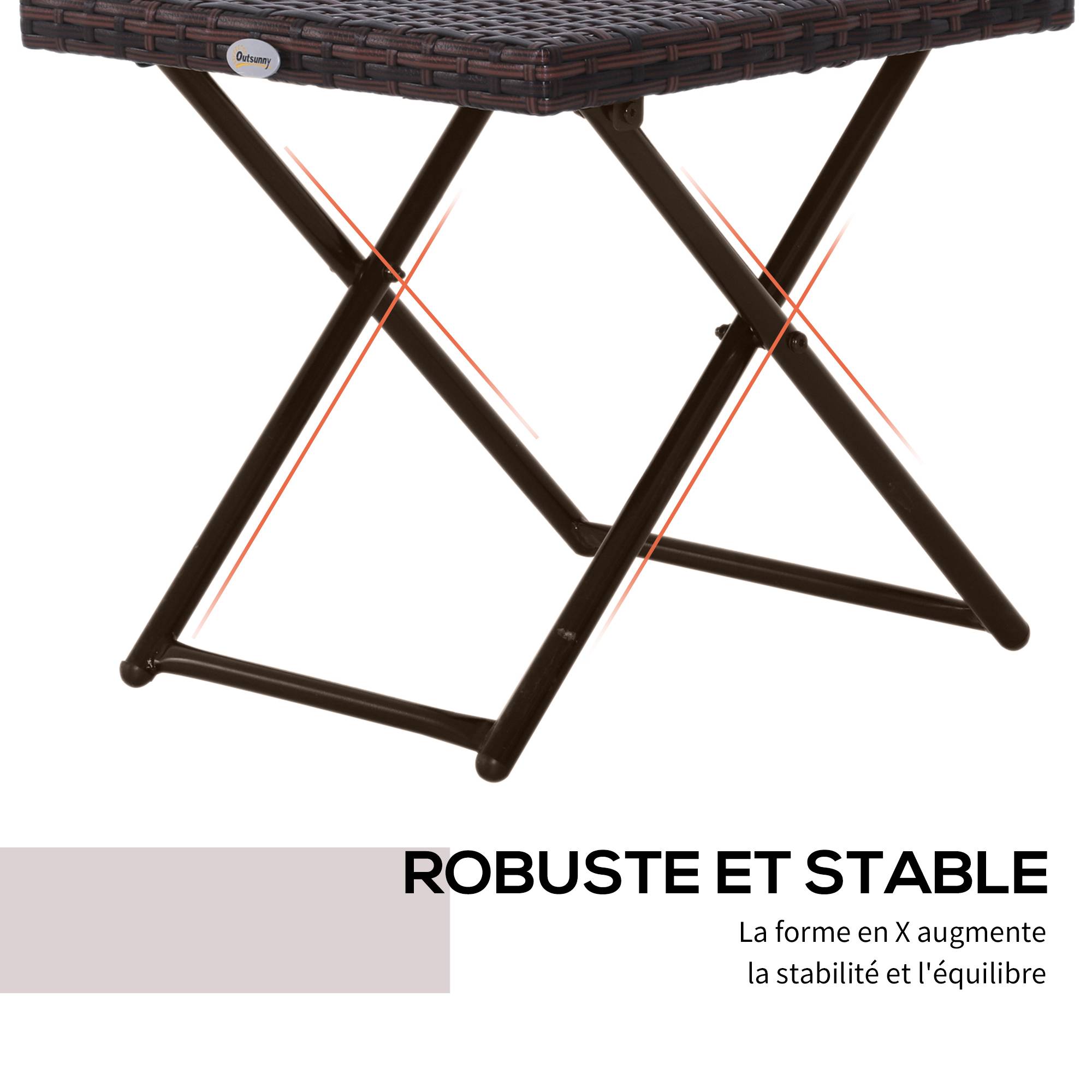 Table basse pliante Résine tressée Jardin Balcon Optimisation espace 40cm Marron - ComfortXL Outdoor Living - Image 8