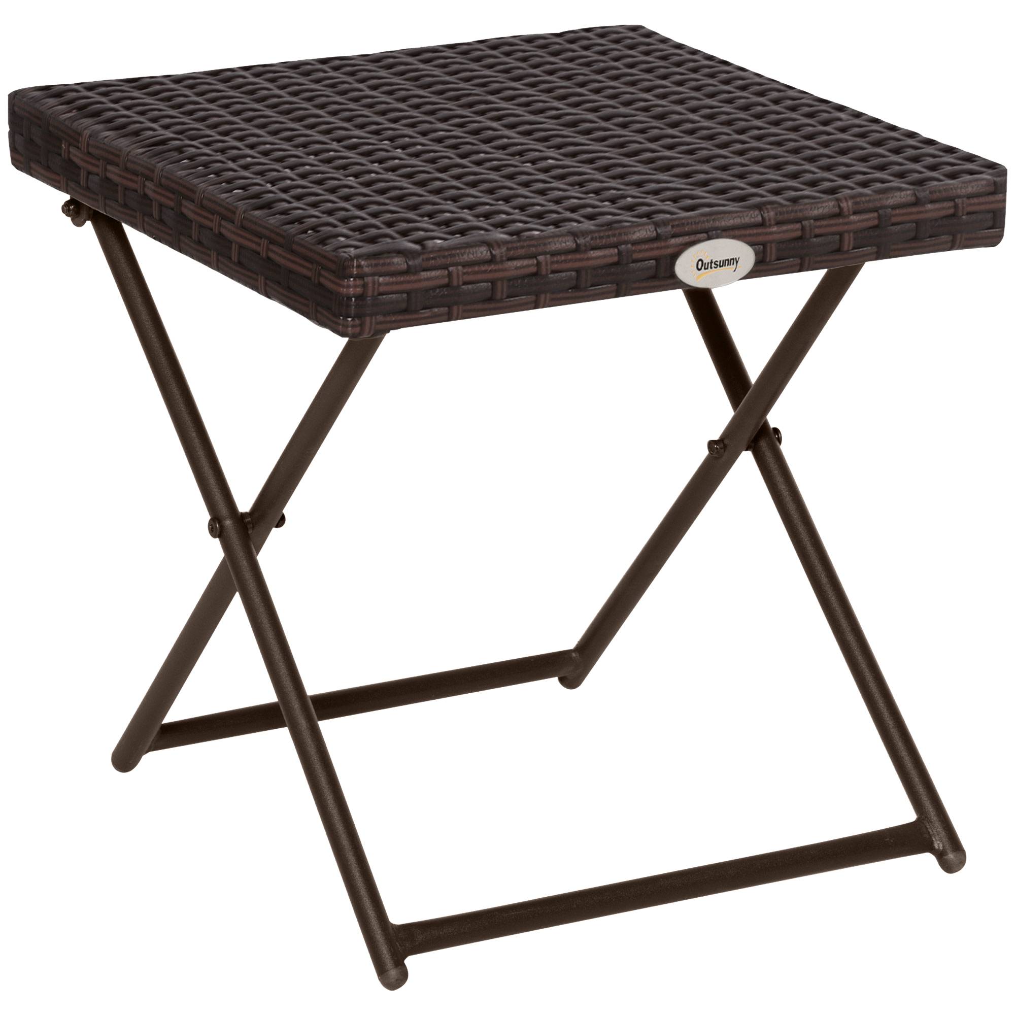 Table basse pliante Résine tressée Jardin Balcon Optimisation espace 40cm Marron - ComfortXL Outdoor Living - Image 1