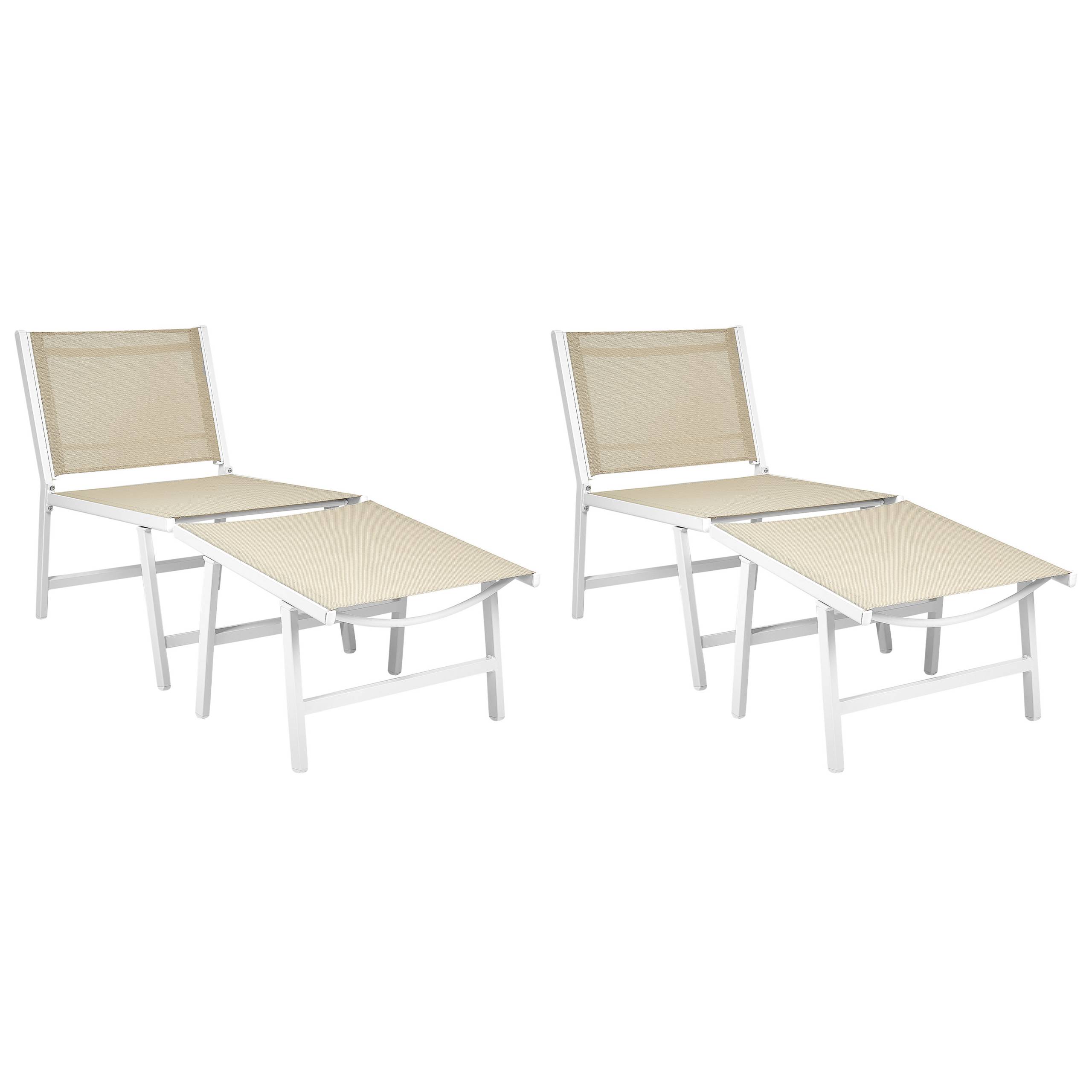 Beliani - Chaise de jardin Revêtement textile Blanc/beige MARCEDDI - Beliani - Imagen 2
