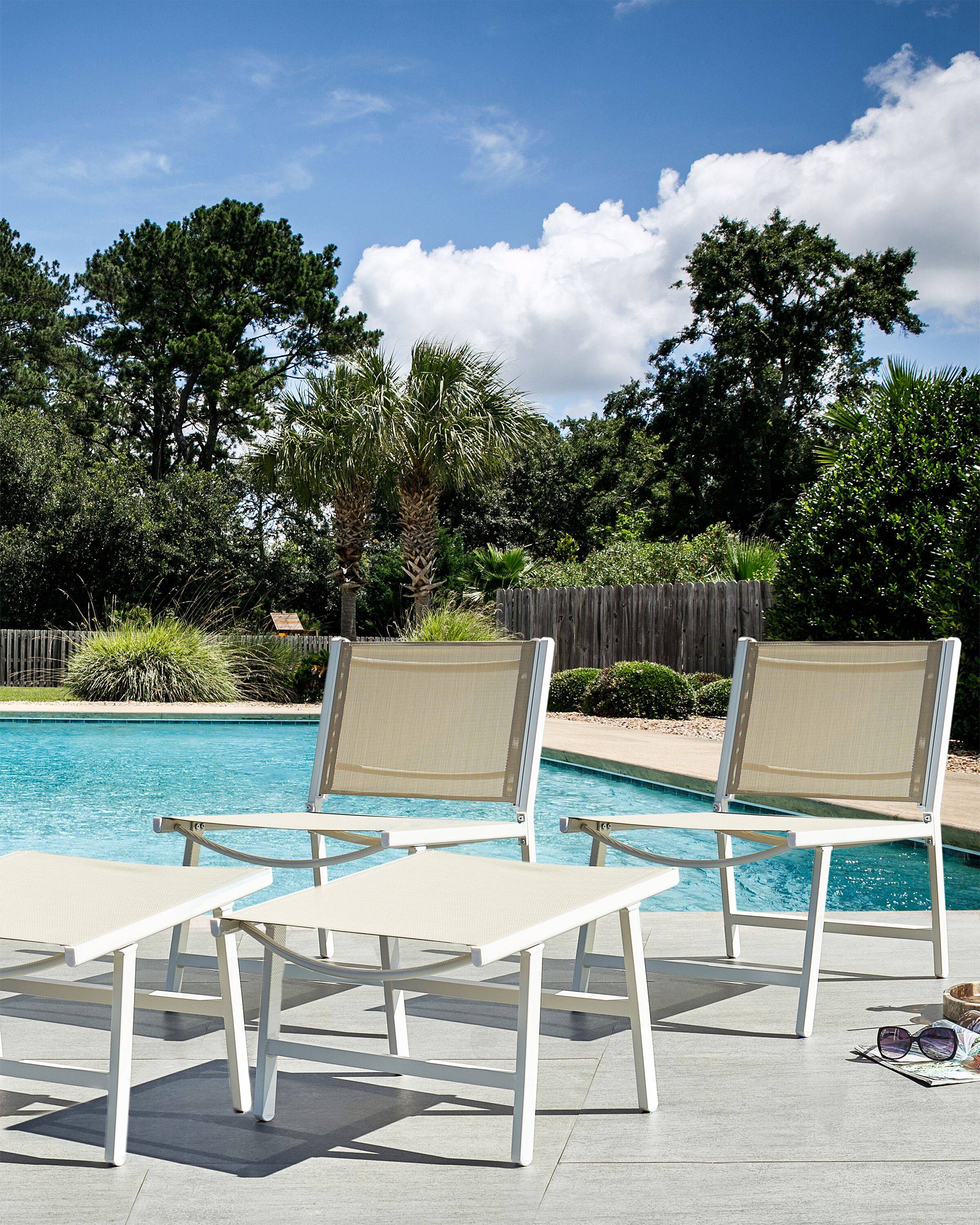 Beliani - Chaise de jardin Revêtement textile Blanc/beige MARCEDDI - Beliani - Imagen 1