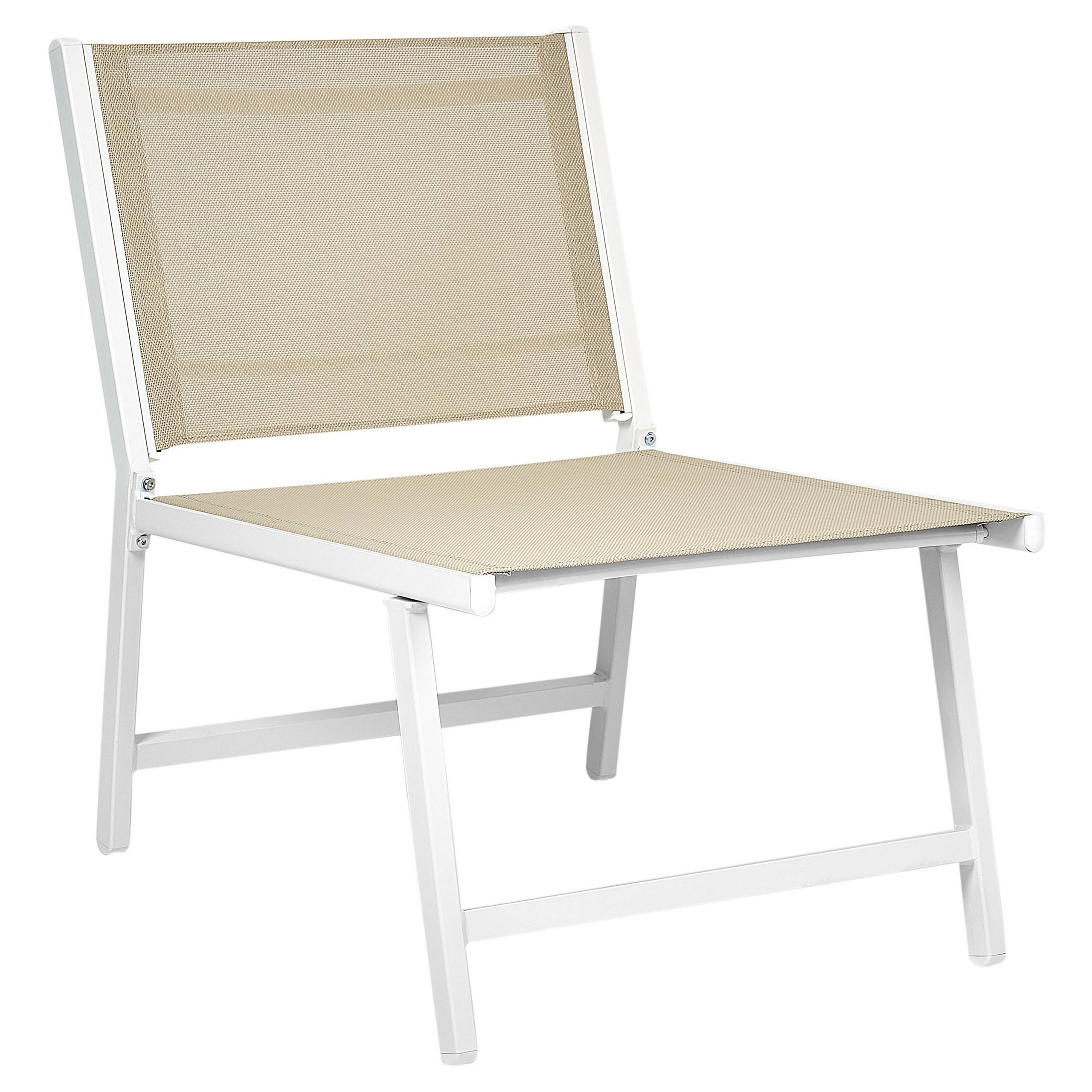 Beliani - Chaise de jardin Revêtement textile Blanc/beige MARCEDDI - Beliani - Imagen 6