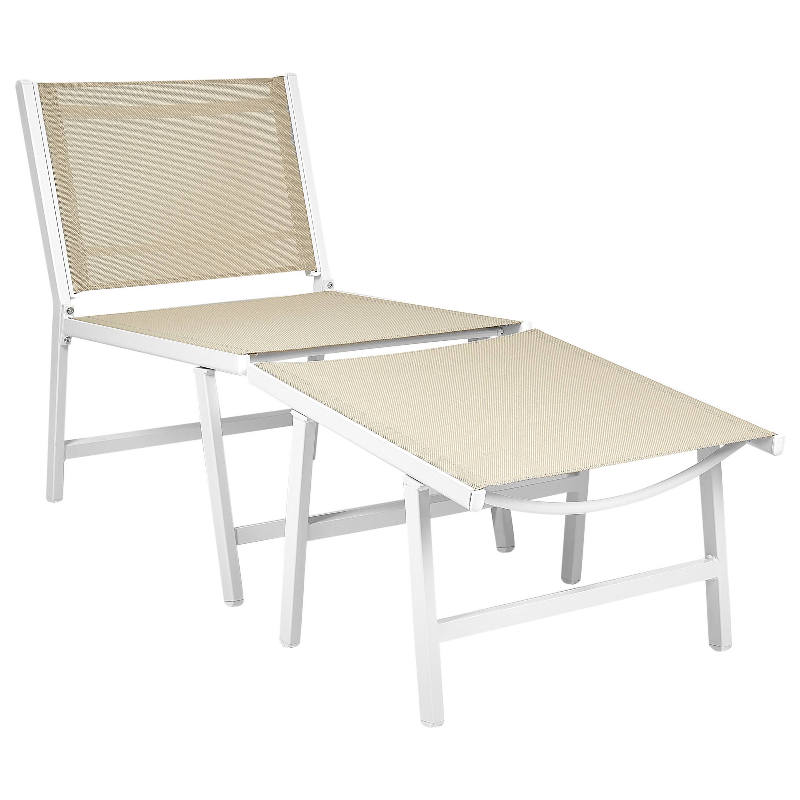 Beliani - Chaise de jardin Revêtement textile Blanc/beige MARCEDDI - Beliani - Imagen 5
